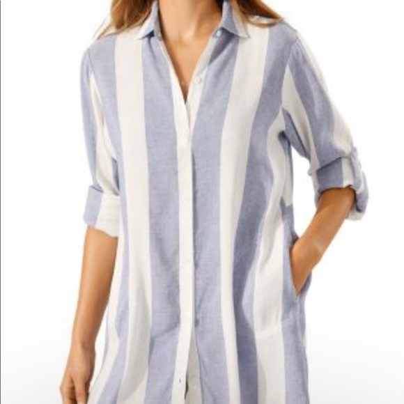 Tommy Bahama Other - Tommy Bahama Rugby Beach Stripe Boyfriend Shirt